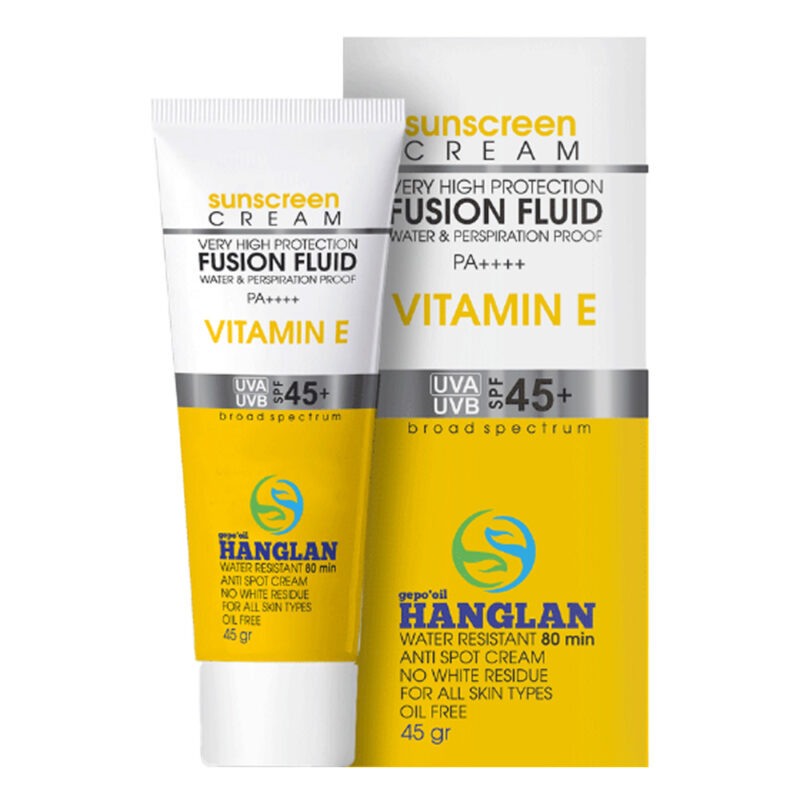 ضد آفتاب فیوژن فلویید بی‌ رنگ فاقد چربی هانگلن SPF45 حجم 45 گرم - Image 1